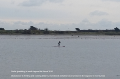 surfer paddling in lagoon